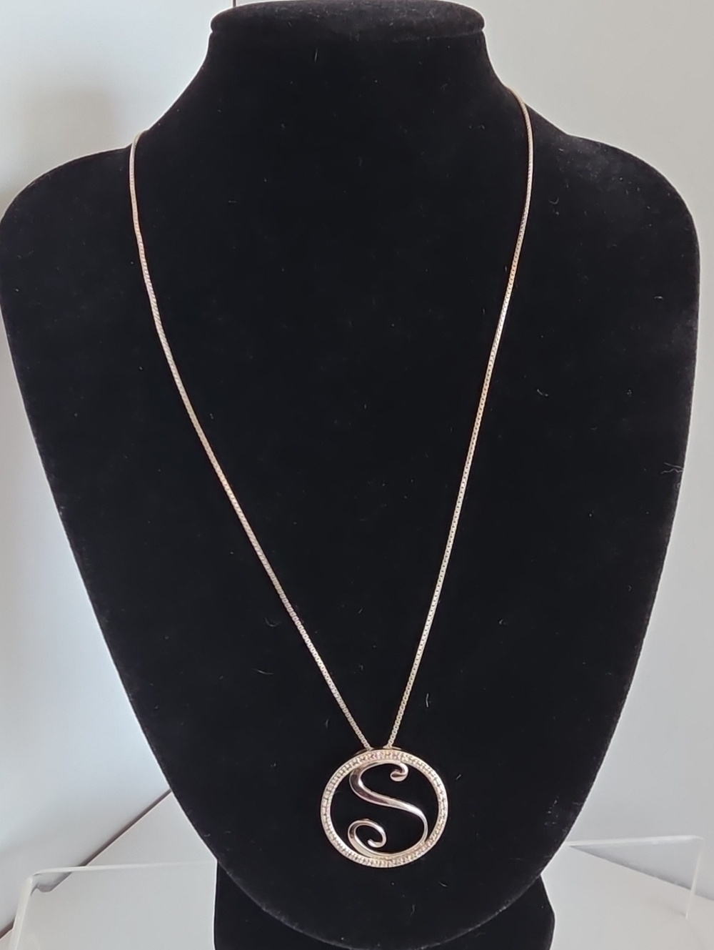 PAJ Sterling Silver Initial S Pendant Necklace Italy 925 18" Box Chain